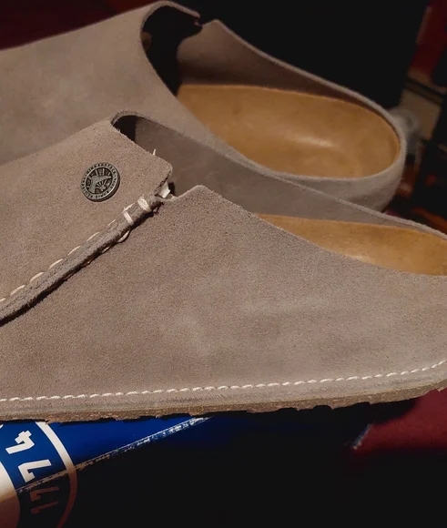 Birkenstock ZERMATT Suede Men's Stone Coin Clogs - Picture 6 of 10